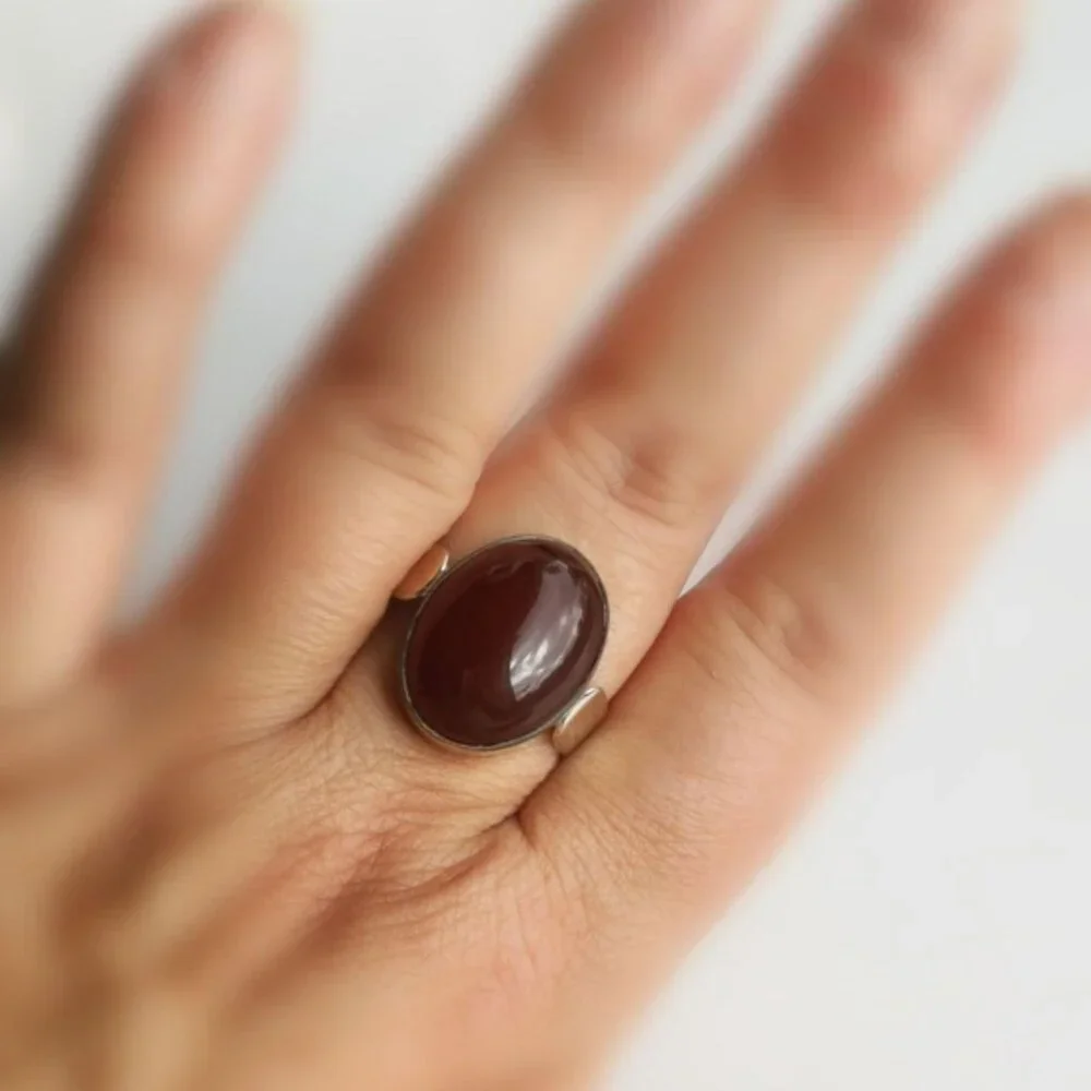 Sterling Silver Carnelian ring size 9.5 Unisex design - Picture 4 of 8